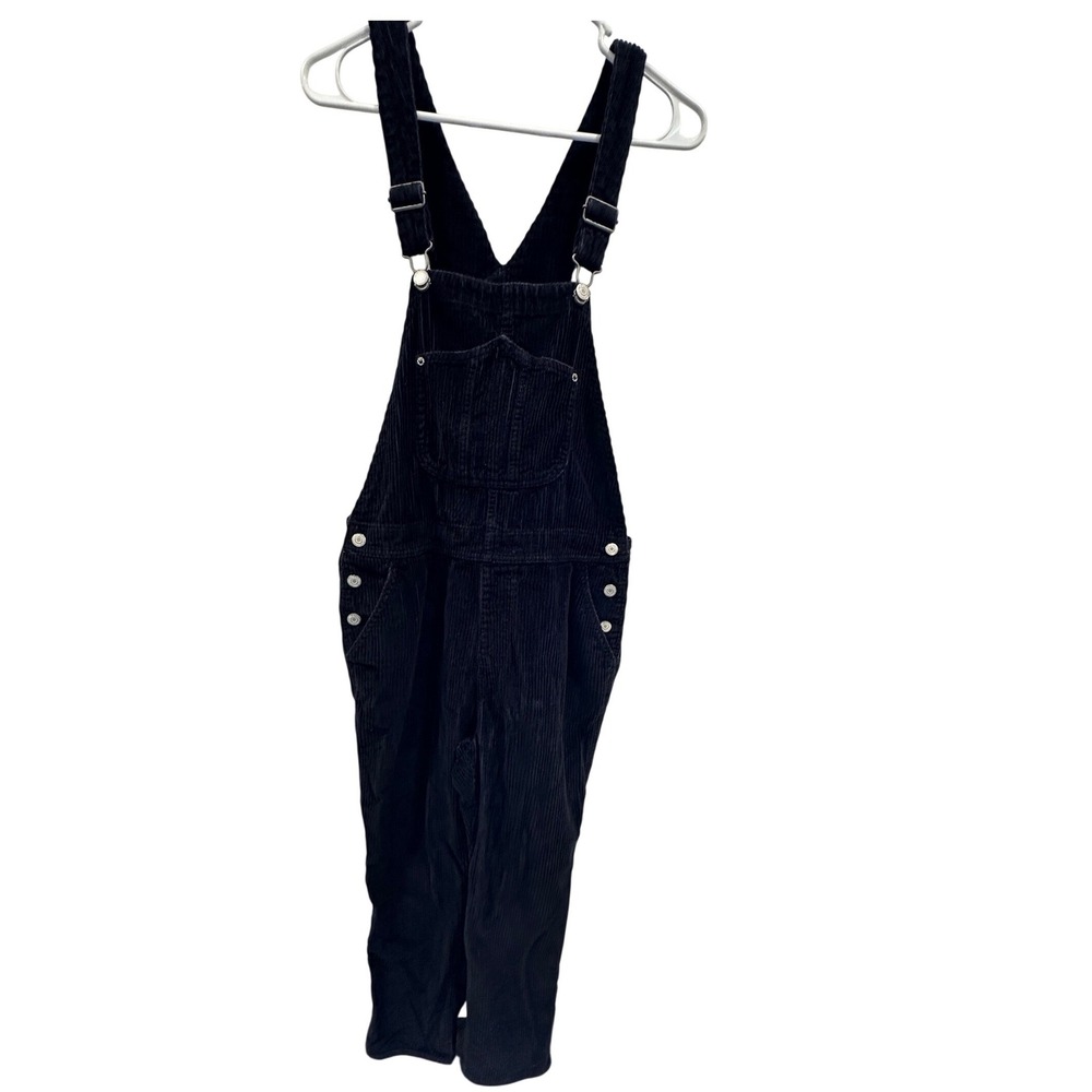 Old Navy Black Corduroy Overalls Size 8 Adjustable Straps Classic Fit